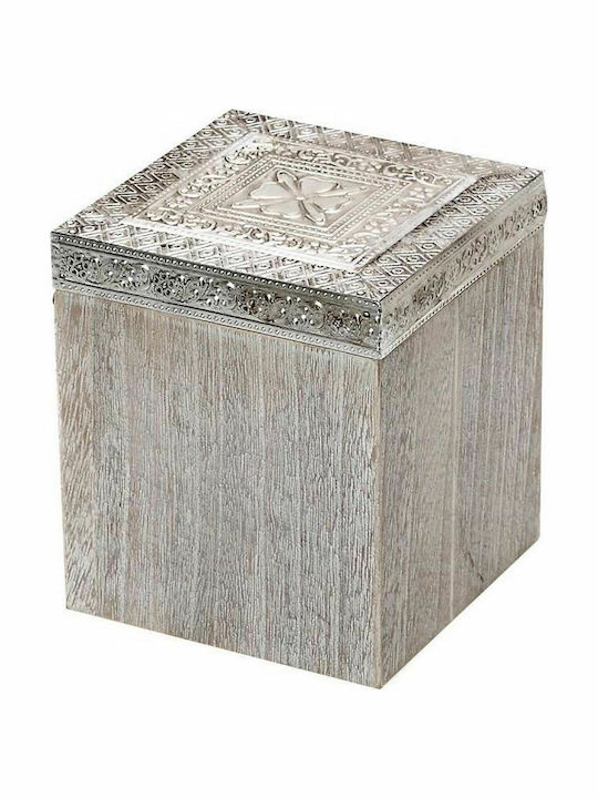 Espiel Διακοσμητικό Κουτί Ξύλινο Μπεζ 12x12x14.3cm