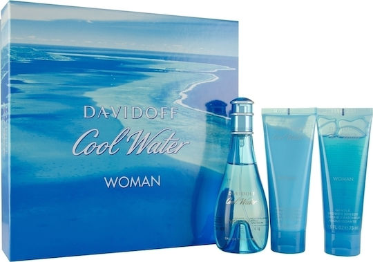 Davidoff Cool Water Woman Eau de Toilette 100ml, Body Lotio Women's Set with Eau de Toilette