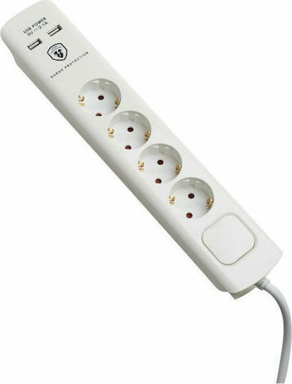 Geyer Power Strip with Surge Protection 4 Positions with 2 USB-A, Switch and Cable 1.4m