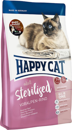Happy Cat Sterilised Voralpen-Rind Trockenfutter fr erwachsene  sterilisierte Katzen mit empfindlichem Harntrakt mit Rindfleisch 4kg |  Skroutz Germany