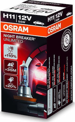 Osram Lămpi Autoturismului Night Breaker Unlimited +110% H11 Halogen 12V 55W 1buc