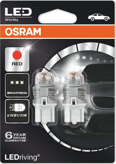 Osram Lampen Auto LEDriving Premium Red W21/5W LED Rot 12V 1.50W 2Stück