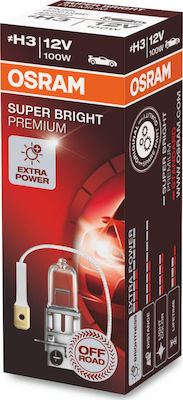 Osram Lamps Car Super Bright Premium H3 Halogen 12V 100W 1pcs