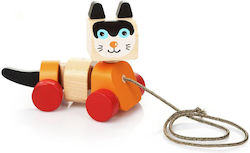 Cubika Jucărie de Tras Push & Pull Kitty din Lemn pentru 18++ Luni