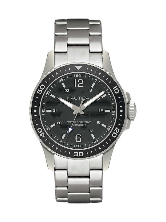 Nautica Battery Watch with Metal Bracelet Silver NAPFRB007