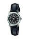 Casio Watch with Black Leather Strap LTP-V002L-1BU