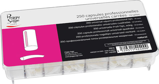 Peggy Sage 250 Universal Square Professional False Nail Tips In Beige Colour 250 Pieces
