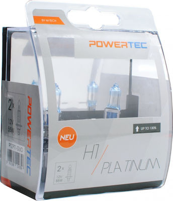 M-Tech Lămpi Autoturismului & Motocicletei Powertec Platinum +130% H1 Halogen 4000K Alb natural 12V 55W 2buc