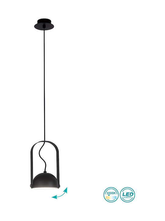 Viokef Hemi Μοντέρνο Κρεμαστό Φωτιστικό με Ενσωματωμένο LED σε Μαύρο Χρώμα