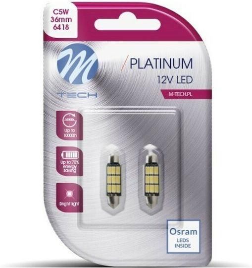 M-Tech Крушки за автомобил и мотоциклет C5W Canbus LED 3500K Топло бяло 12V 3.2W 2 бр