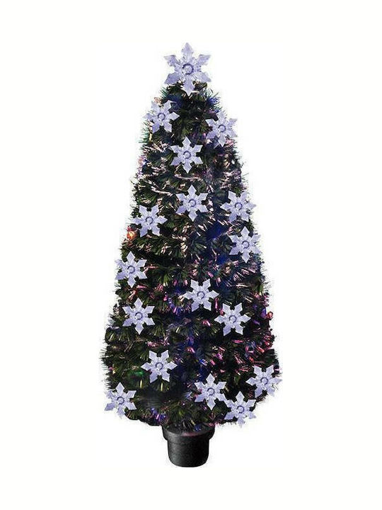 Χριστουγεννιάτικο Δέντρο Led Πράσινο Στολισμένο 90εκ με Μεταλλική Βάση και Φωτισμό Οπτικών Ινών