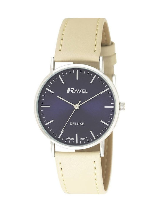 Ravel Deluxe Timeless Ανδρικό Ρολόι 38mm Μπαταρίας με Μπεζ Δερμάτινο Λουράκι