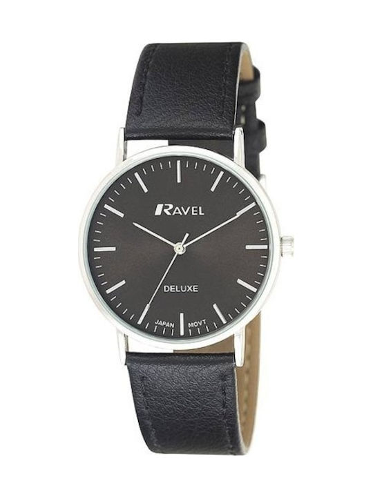 Ravel Deluxe Ceas bărbătesc timeless cu mecanism de baterie și curea din piele Ravel Deluxe Ceas bărbătesc timeless cu mecanism de baterie și curea din piele