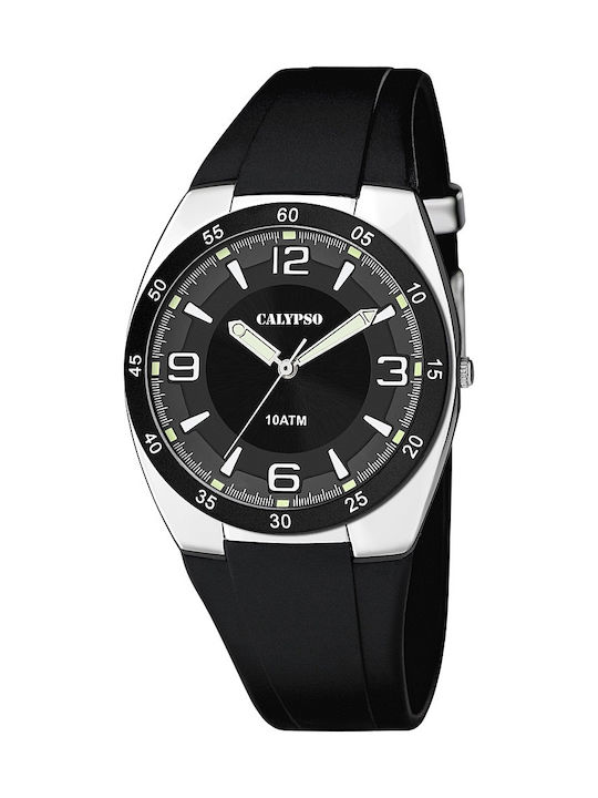 Calypso Мъжко часовник 40мм на батерия с черен ...
