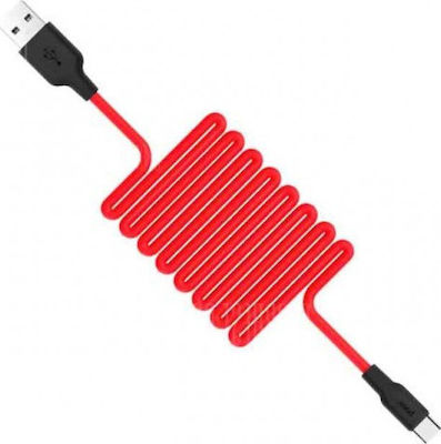 Hoco X21 Împletit USB 2.0 spre micro USB Cablu Roșu 1m (HC-X21MR) 1buc