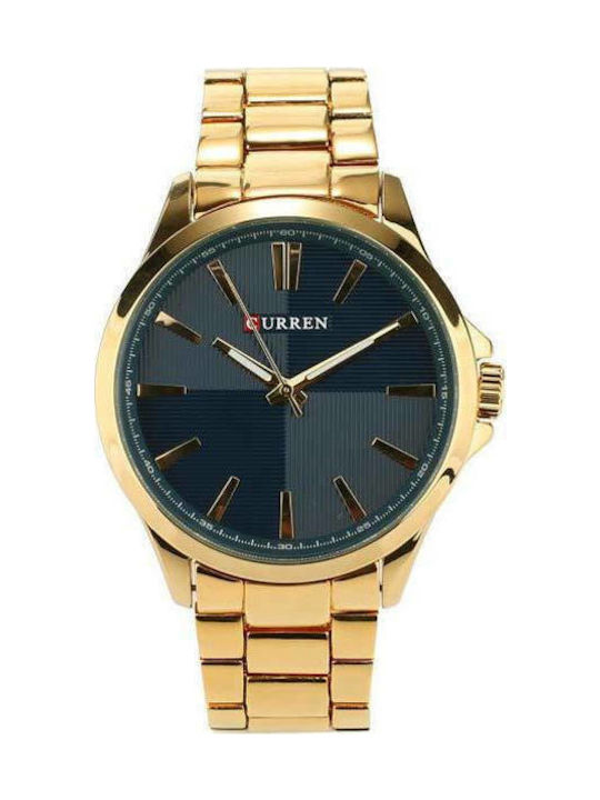 Curren 8322 Gold / Dark Blue Ρολόι Μπαταρίας με Μεταλλικό Μπρασελέ σε Χρυσό χρώμα