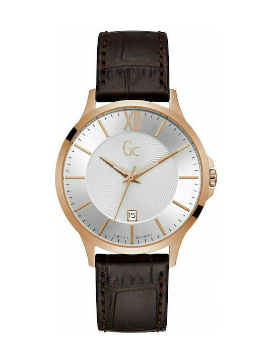 GC Watches Watch Battery with Brown Leather Strap Y38003G1