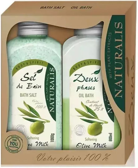 Naturalis Olive Milk Bath Salts and Two Phase Bath Oil Σετ Περιποίησης για Καθαρισμό Σώματος
