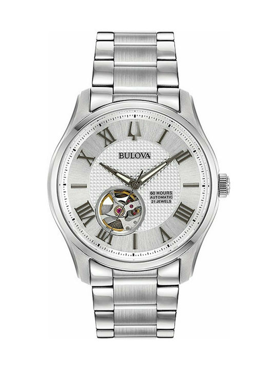 Bulova Mechanical Precisionist Wilton Watch Chronograph Automatic with Silver Metal Bracelet