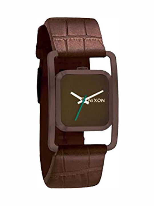 Nixon Dynasty Γυναικείο Ρολόι 27mm Μπαταρίας με Καφέ Δερμάτινο Λουράκι