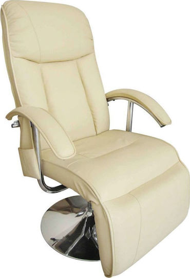 Relax Armchair Massage with Footstool from Leatherette Beige 89x68x112cm