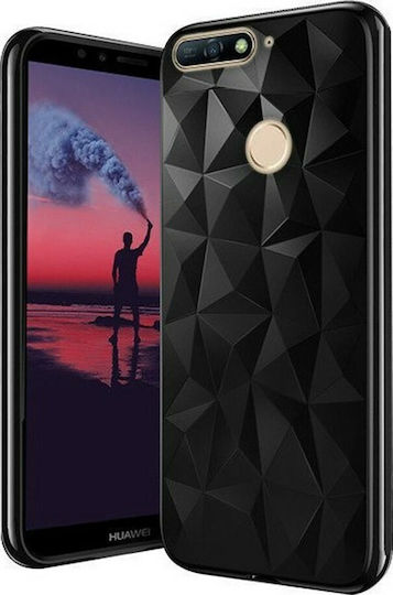 Forcell Forcell Air Prism 3D Pattern Flexible Задна корица Силикон Черен (Huawei Y6 2018)