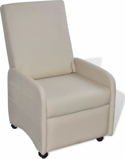 Πολυθρόνα Relax με Υποπόδιο από Δερματίνη Μπεζ 65x83x101cm