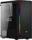 Aerocool Rift Gaming Midi Tower Computer Case with Window Panel and RGB Lighting Black