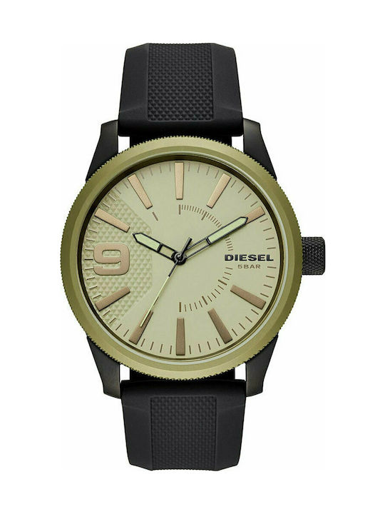 Diesel Rasp Watch Battery with Black Rubber Strap