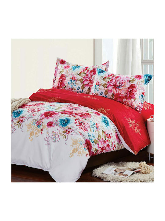 Fennel Duvet Cover Set Cotton Satin Single with Pillowcase 160x240 DCS-90P-160240-013 Red