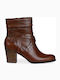 Tamaris Leather Women's Ankle Boots with Medium Heel Brown