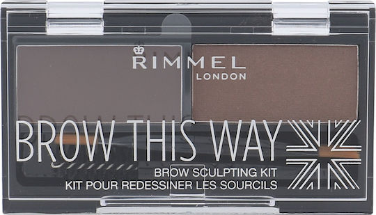 Rimmel Brow This Way Brow Sculpting Kit Παλέτα Μακιγιάζ Φρυδιών 002 Medium Brown