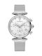 Claude Bernard Dress Code Crystals Watch Chronograph with Silver Metal Bracelet