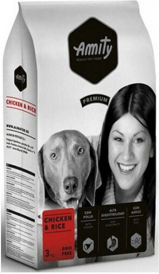 Amity Premium 15kg Hrană Uscată pentru Câini cu Puține Cereale cu Pui și Orez