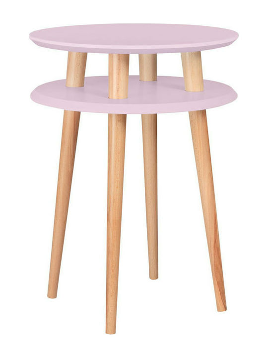 Round Side Table Ufo made of Solid Wood Beige L45xW45xH61cm