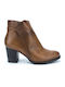 Ragazza Leather Women's Ankle Boots with Medium Heel Tabac Brown