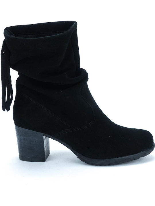 Ragazza Suede Women's Ankle Boots with Medium Heel Black