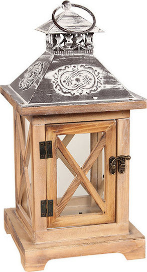 Keskor Wooden Lantern Brown 17x17x34cm