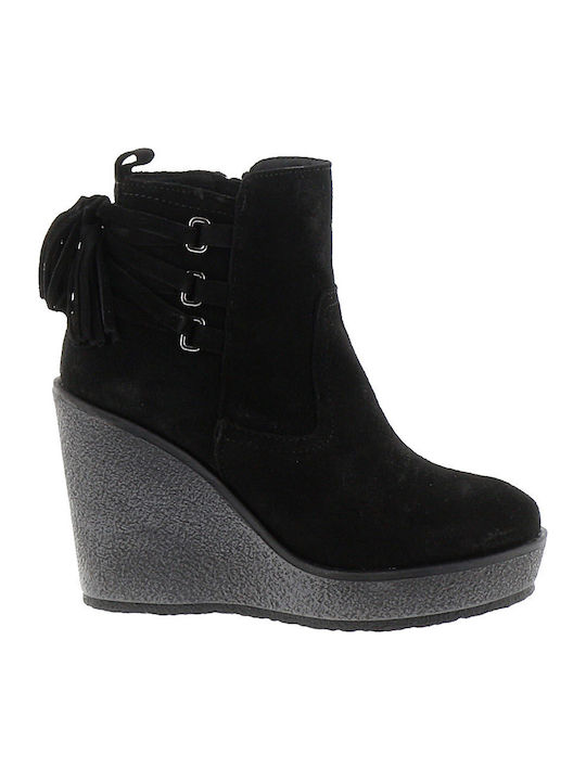 Alpe Suede Women's Ankle Boots Platform Black