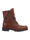 Leather Women's Ankle Boots Tabac Brown