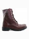 Leather Women's Ankle Boots Burgundy
