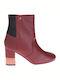 Gioseppo Leather Women's Chelsea Boots with High Heel Burgundy