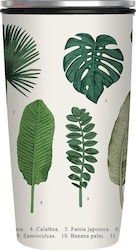 Bamboo Botanic Glass Thermos Stainless Steel White 420ml