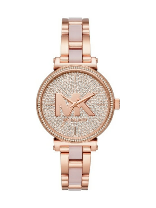 Michael Kors Sofie Crystals Watch with Pink Gold Metal Bracelet