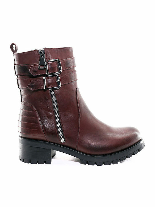 Fardoulis 301 Leather Women's Ankle Boots Burgundy 301-17