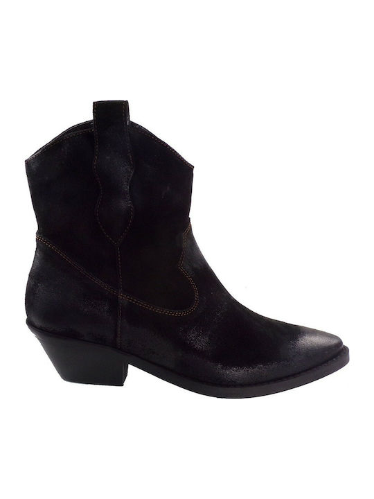 Fardoulis 4108 Suede Γυναικεία Μποτάκια Cowgirl σε Μαύρο Χρώμα