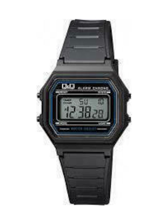 Q&Q Digital Watch Battery with Black Rubber Strap M173J009Y