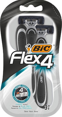 Bic Flex4 Disposable Razors with 4 Blades & Lubricating Tape 3pcs