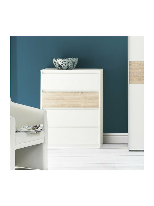Comoda pentru Dormitor Rimino cu 4 sertare Albă 80x38x104buc