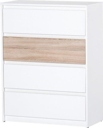 Συρταριέρα Κρεβατοκάμαρας Rimino mit 4 Schubladen Weiß 80x38x104cm